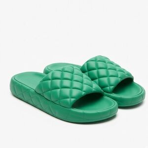Bottega Veneta Green Quilted Sandals